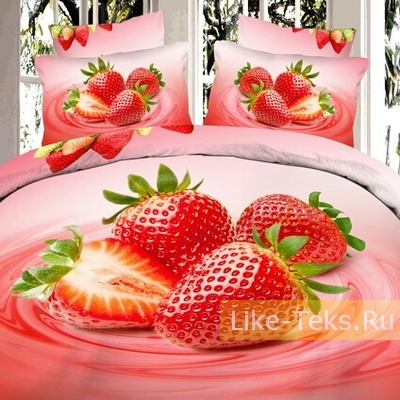 Комплект Сатин 3D КЛУБНИЧКА